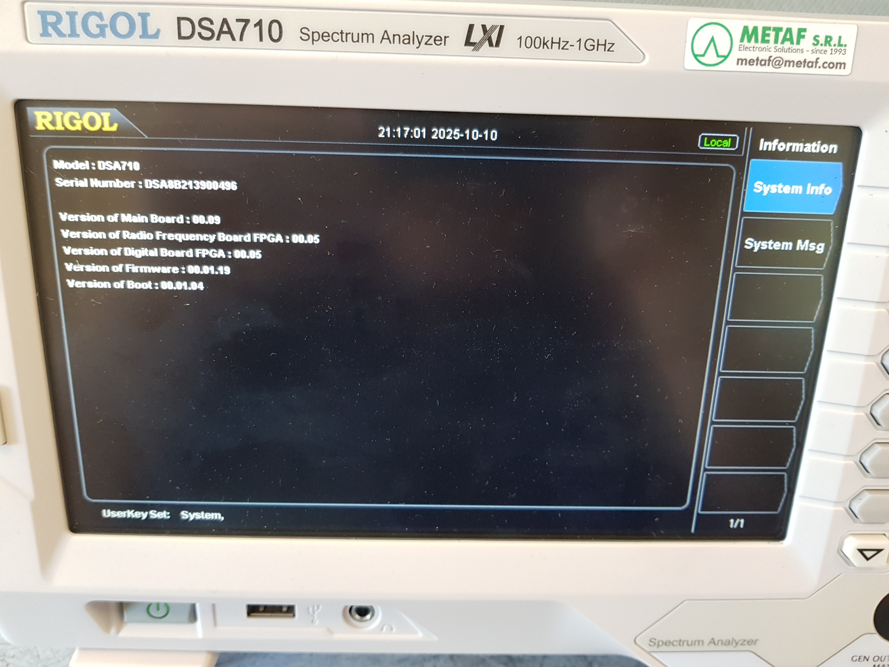 RIGOL-DSA710-SPECTRUM-ANALYZER-100kHz-1GHz-METAF-